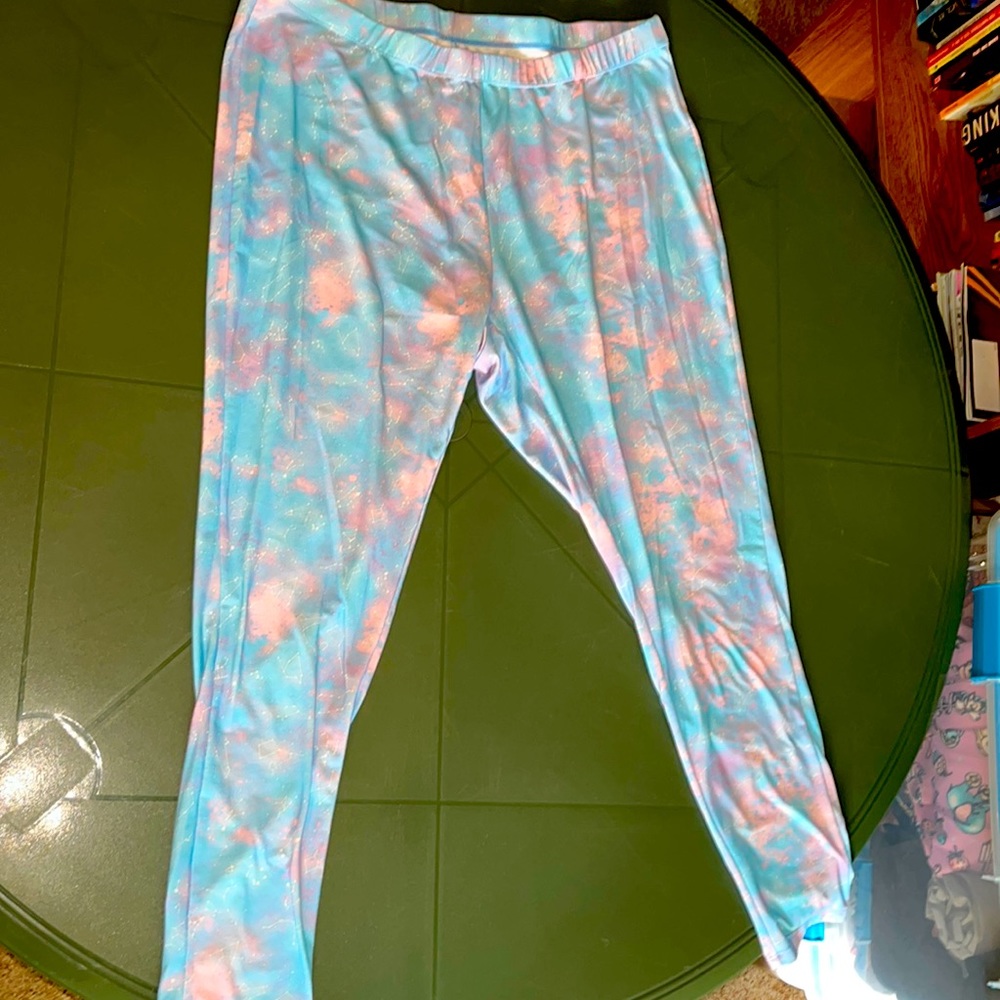 3X Light Blue & Pink Galaxy Leggings with Constellations